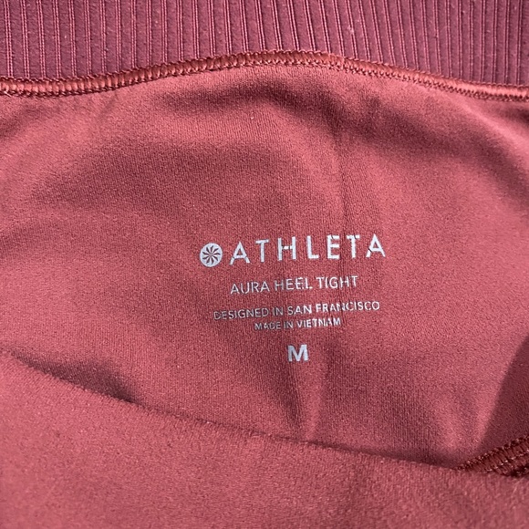 ATHLETA Aura Heel Tight Leggings Yoga Mesh Medium Brick Red - Picture 9 of 10